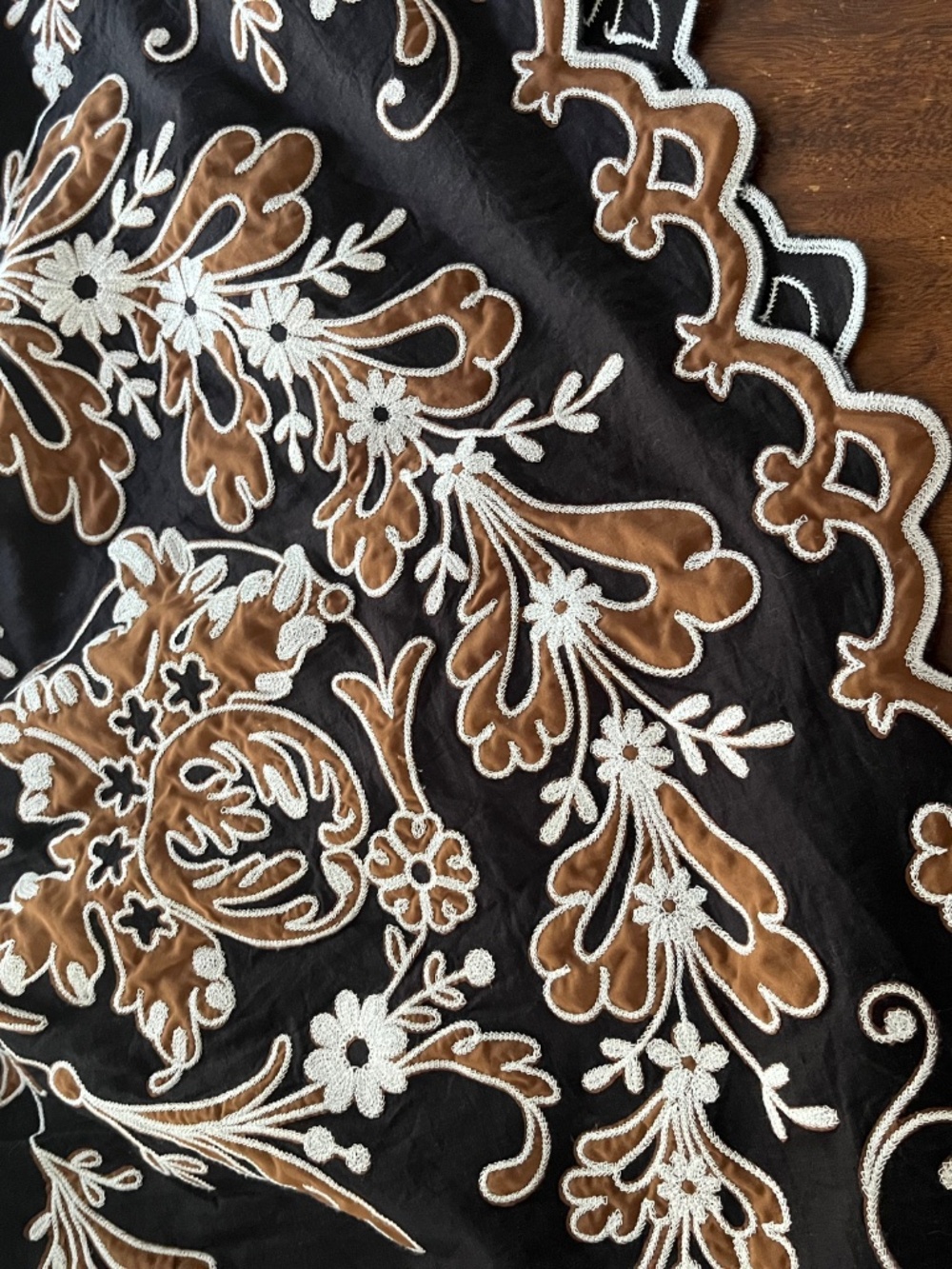 By Anthropologie Embroidered Corset Midi Dress | Black Appliqué | 2X - Picture 7 of 11